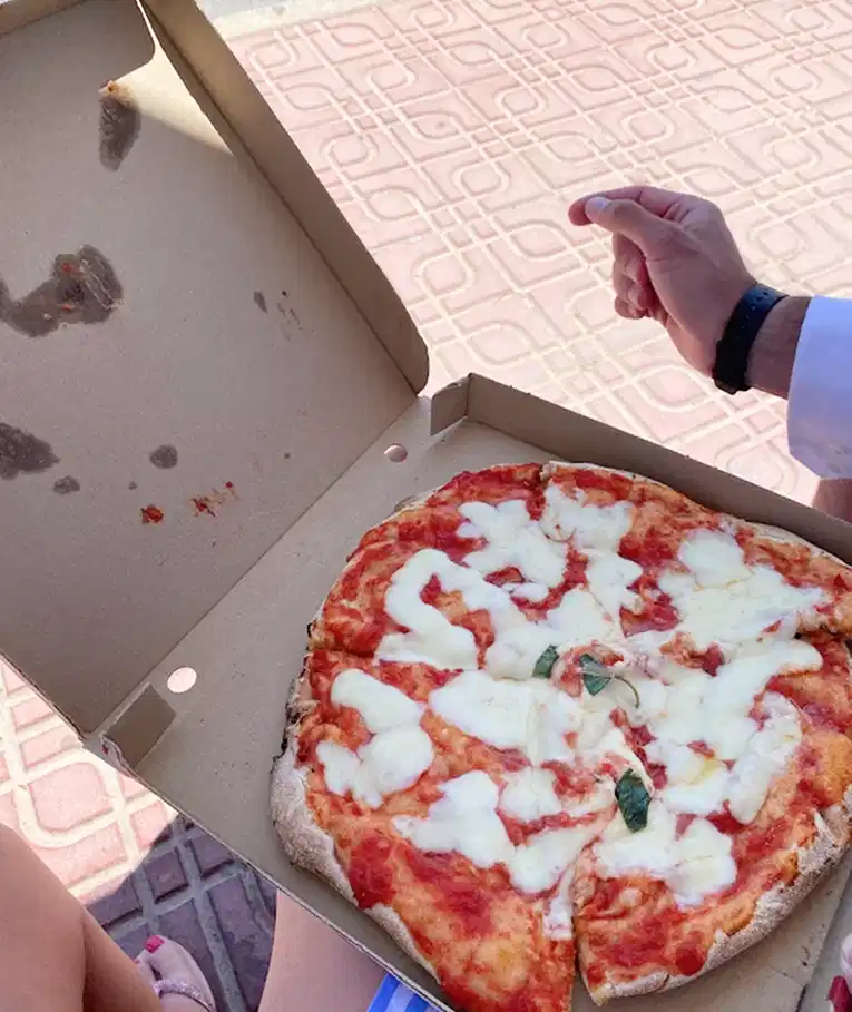 Pizza outdoors in Ibiza